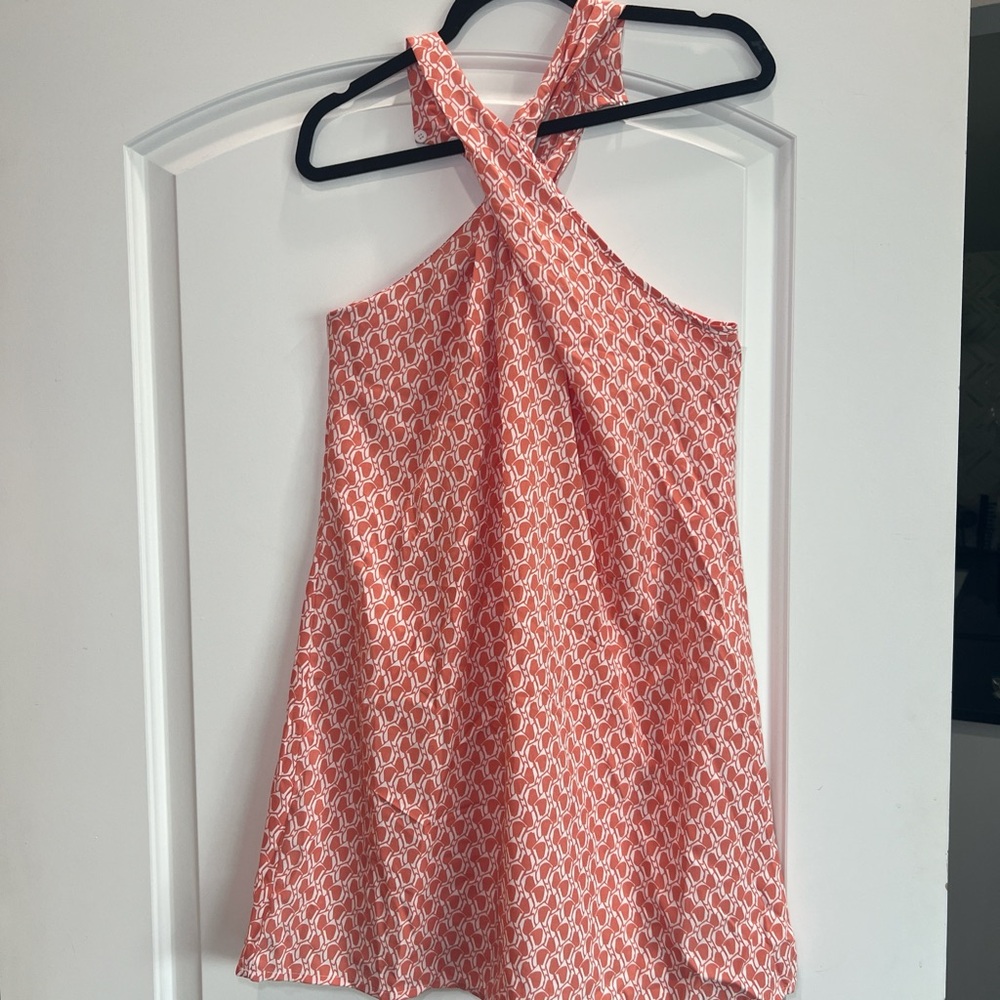 Chic Halter Neck Dress in Orange and White